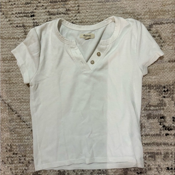 Madewell Ivory Short Sleeve Henley Tee - Picture 2 of 2